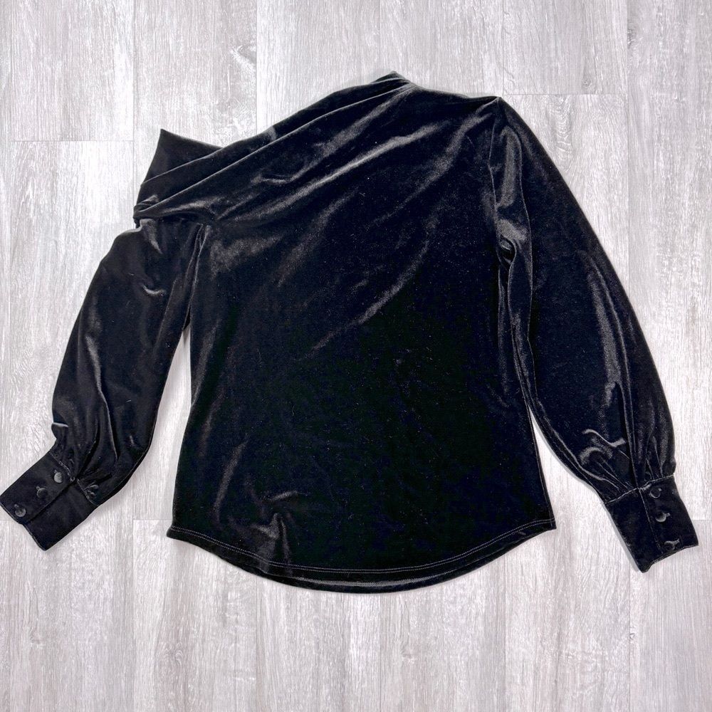 Ralph Lauren Women's XS NWT Black Velvet Off The Shoulder Long Sleeve Top New - Picture 6 of 6